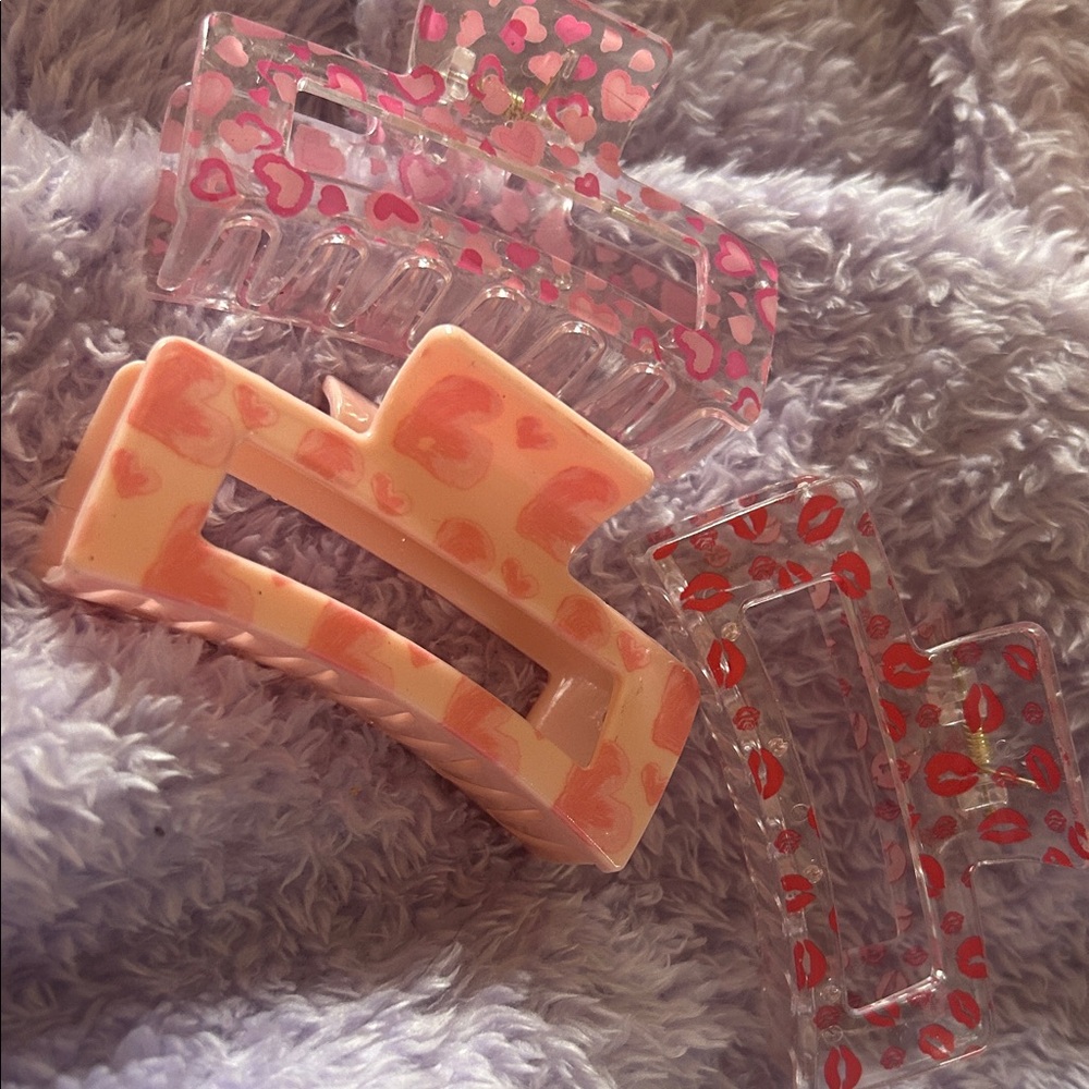 Pink and Clear Hair Claw Clips